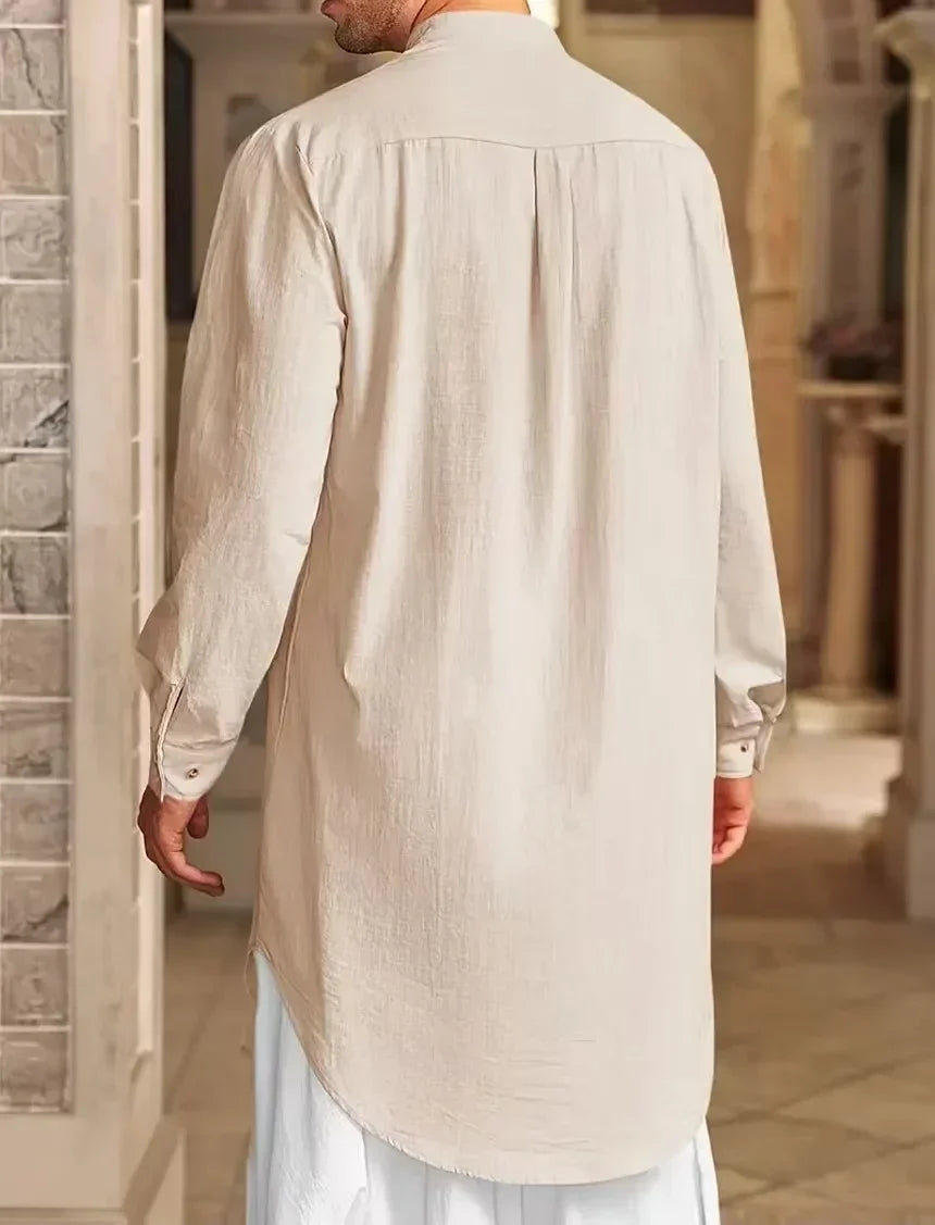 Chemise musulmane ample en coton pour homme du Moyen-Orient, arabe, malaisien, nouveauté 2025