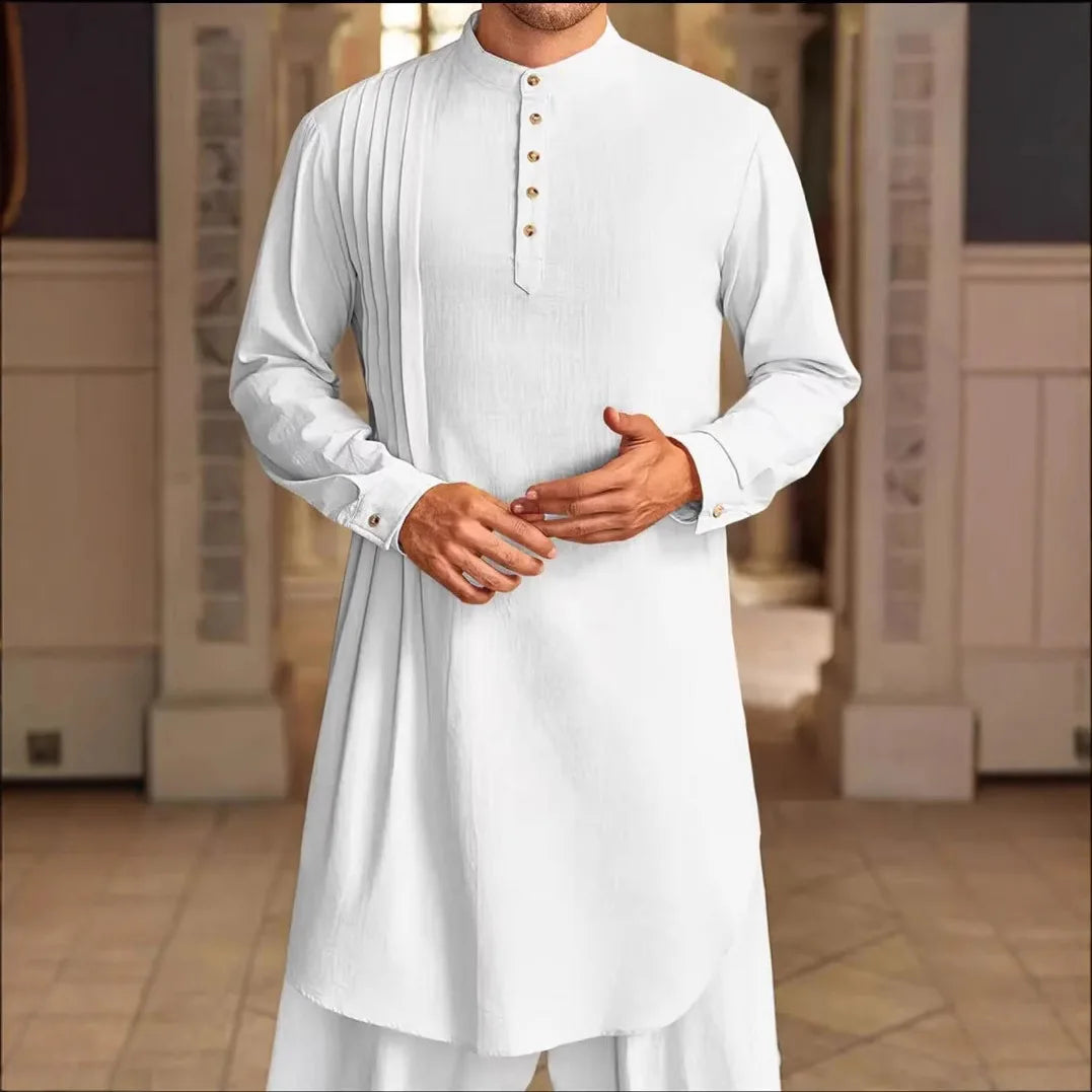 Chemise musulmane ample en coton pour homme du Moyen-Orient, arabe, malaisien, nouveauté 2025