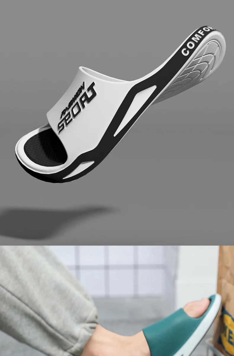 Fashion&Sports Herren Sommerslipper Rutschfeste PVC-Robuste Hausschuhe Outdoor-Strand-Flip-Flops für Herren Bequeme Hausschuhe