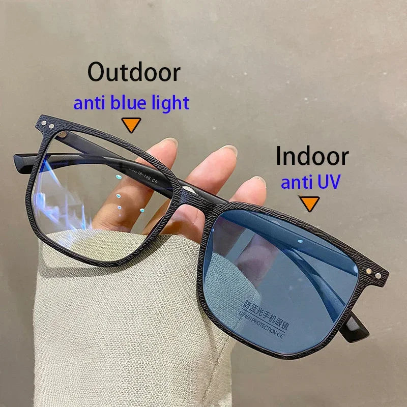 Modedesign photochrome Myopiebrillen für Herren Damen Luxus Anti-Blaulicht-Brillen Unisex Augenschutzbrillen
