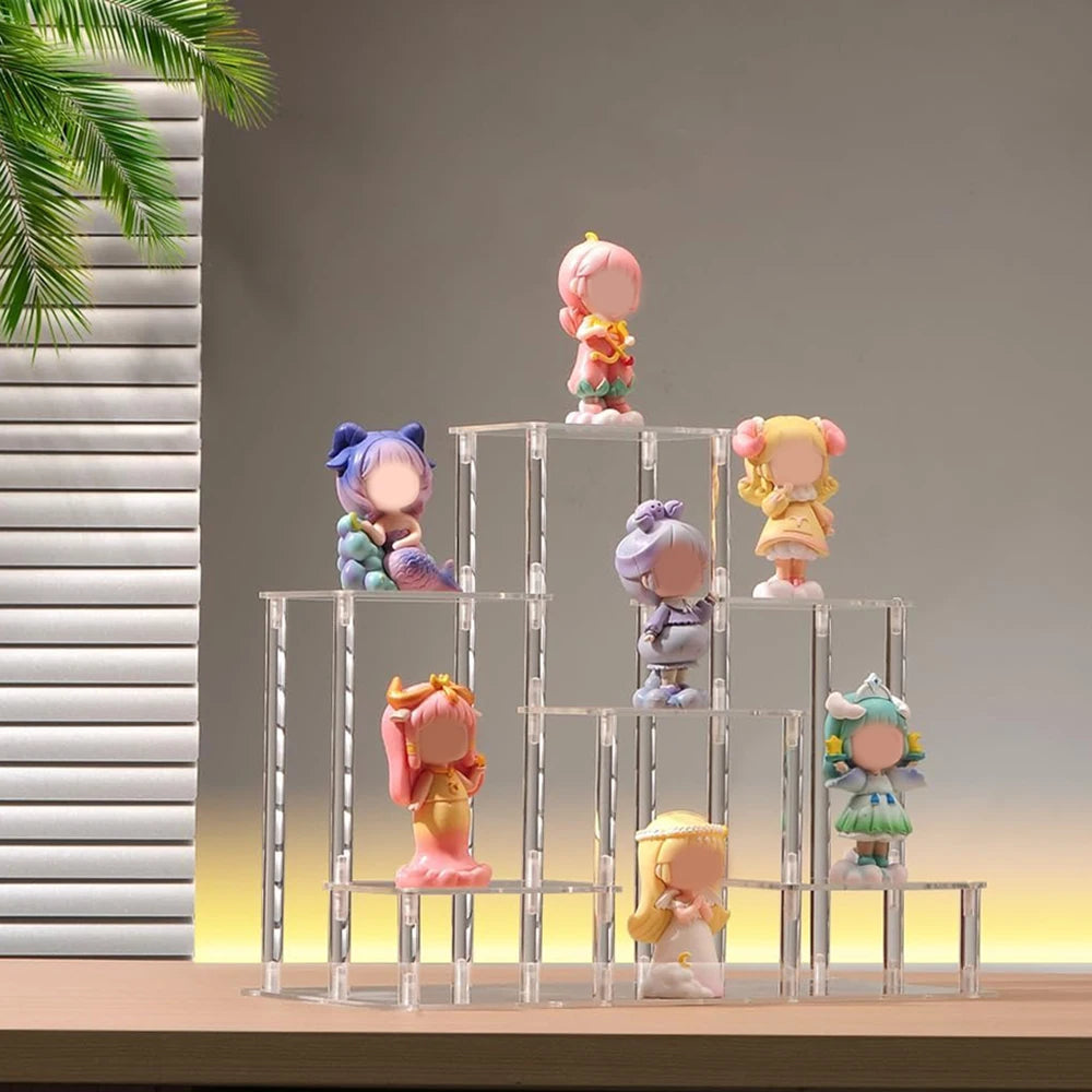 Transparent Shelf Organizers Acrylic Display Stand Holder Figures Collectibles Storage Rack Perfumes Plant Removable