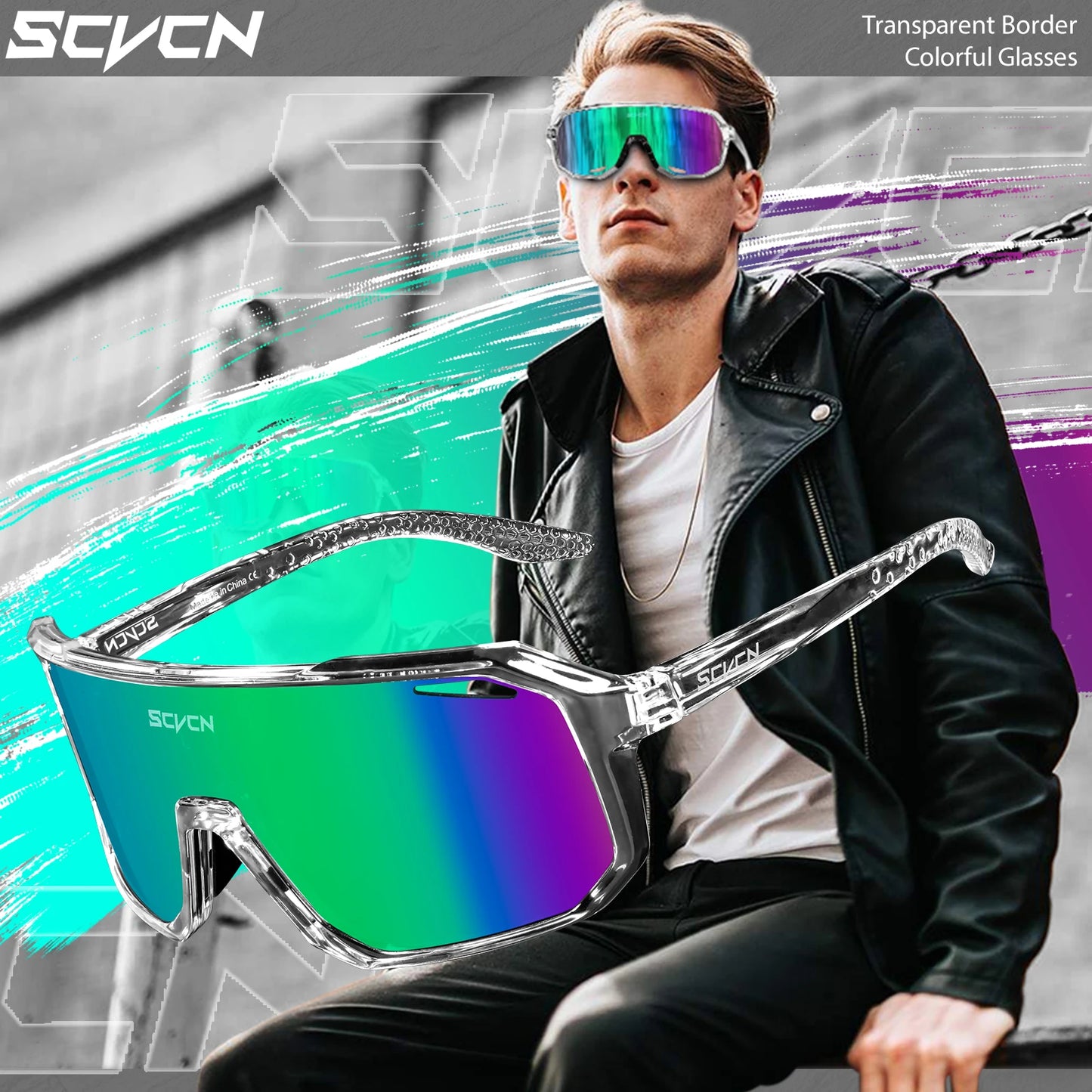 SCVCN Lunettes de soleil photochromiques d'extérieur, lunettes de cyclisme pour hommes, lunettes de vélo pour femmes, VTT, vélo de route, lunettes de cyclisme UV400