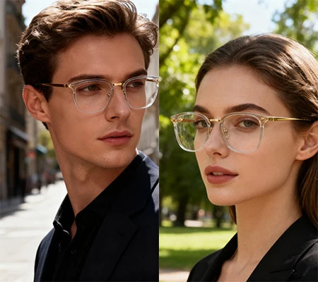 JMISUS Fashion Square Progressive Gleitsichtbrille Herren Damen Photochrome Optische Brille Mehrstärken-Gläser zum Lesen und für den Computer