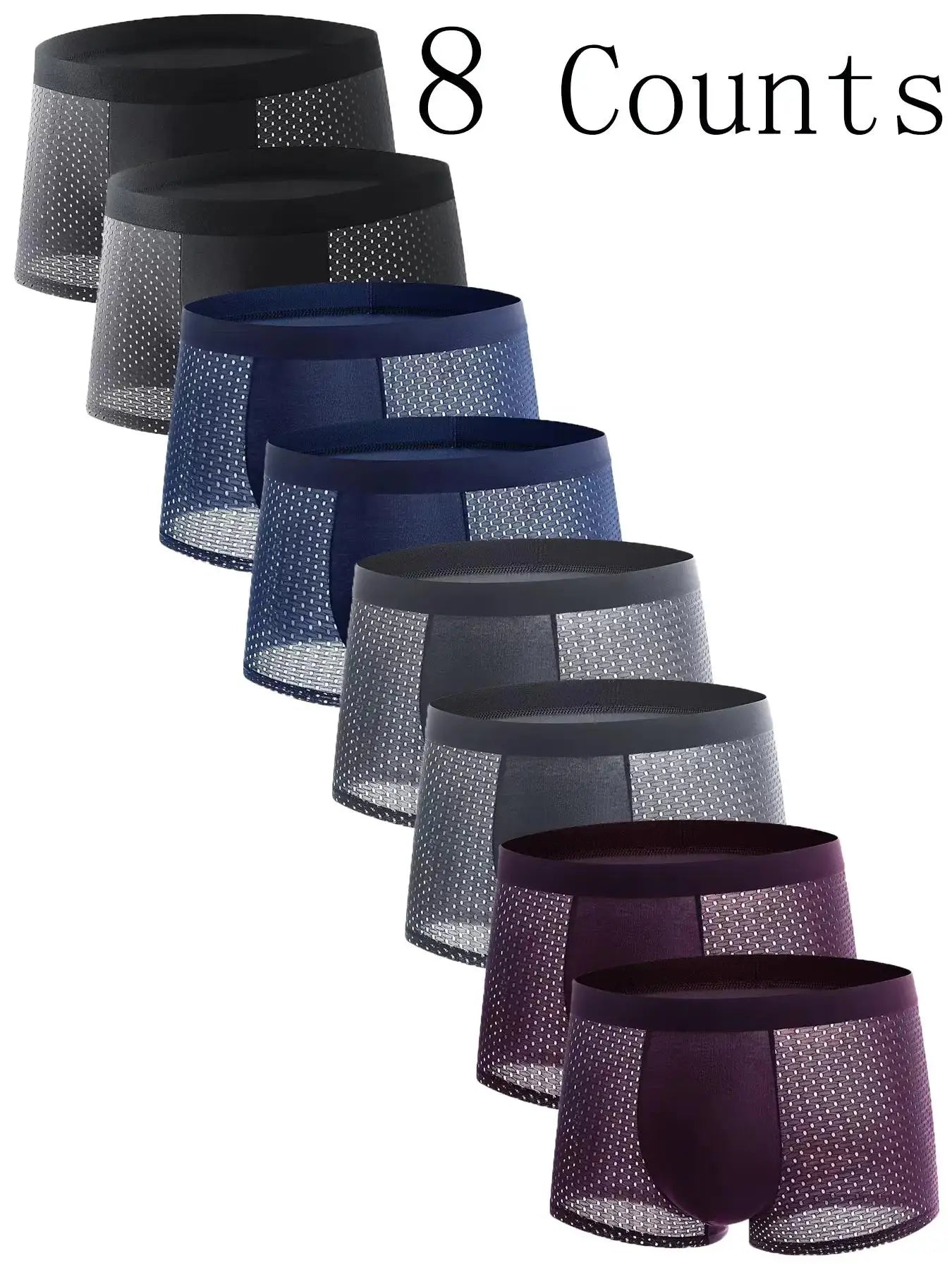 8er-Pack Herren Boxershorts aus Eisseide mit Mesh – Atmungsaktives Mesh, 8 Stück, Multicolor