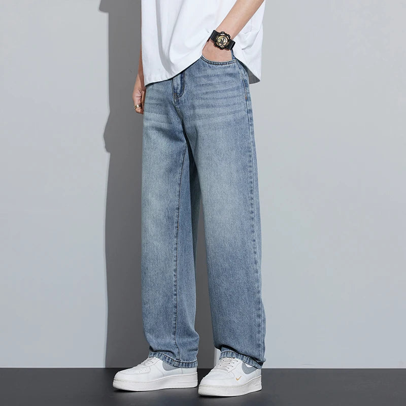 2025 Frühjahr/Sommer Neue Herren Lyocell Loose Jeans Sommer Dünn Atmungsaktiv Straight Leggings Retro Business Casual Mode Koreanisch M