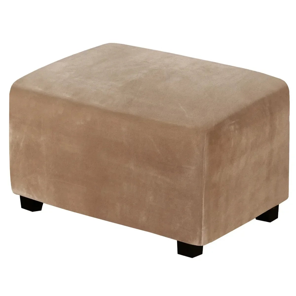 1 Housse de Tabouret Bas Rectangulaire en Velours Élastique, Épaisse et Ultra Douce, Antidérapante et Lavable, Protection de Meuble