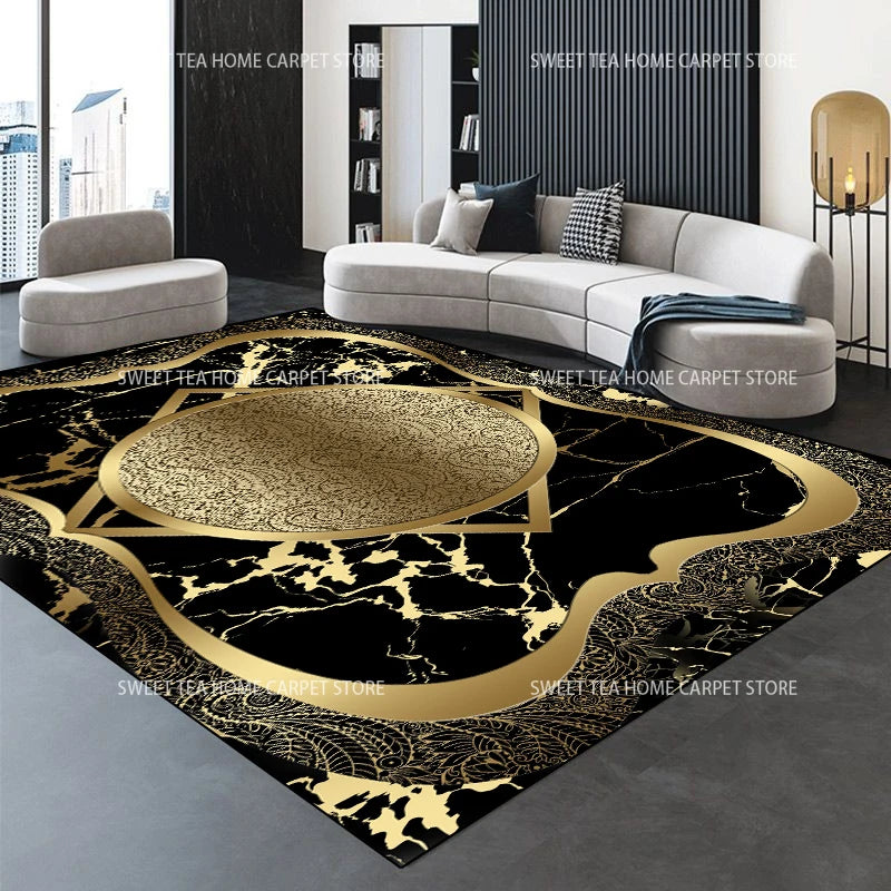 Moderner goldener Luxus-Teppich, große Wohnzimmerdekoration, Heimteppiche, rutschfeste Schlafzimmermatte, anpassbare Couchtisch-Lounge-Teppiche