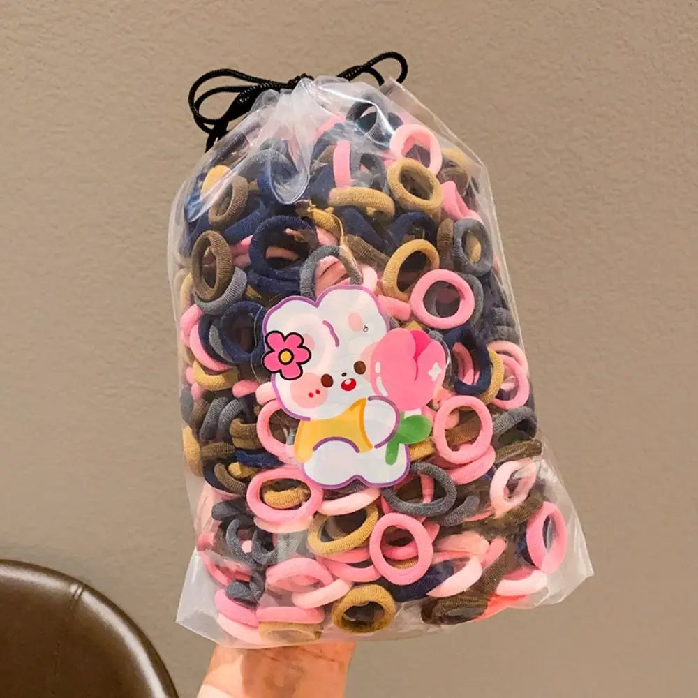 Lot de 100 bandeaux pour enfants marron et noir, mini élastiques mignons, corde à cheveux couleur bonbon, anneau à cheveux coréen sans danger, couvre-chef pour enfant