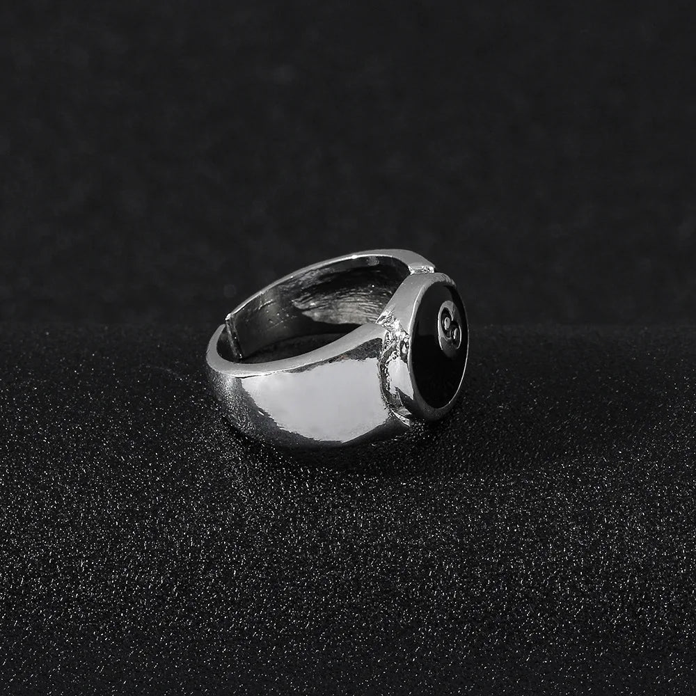 Punk Billard Numéro 8 Boule Noire Bagues En Alliage Métallique Ouverture Réglable Bagues Mode Hip Hop Rock Pour Femmes Hommes Bijoux Cadeau