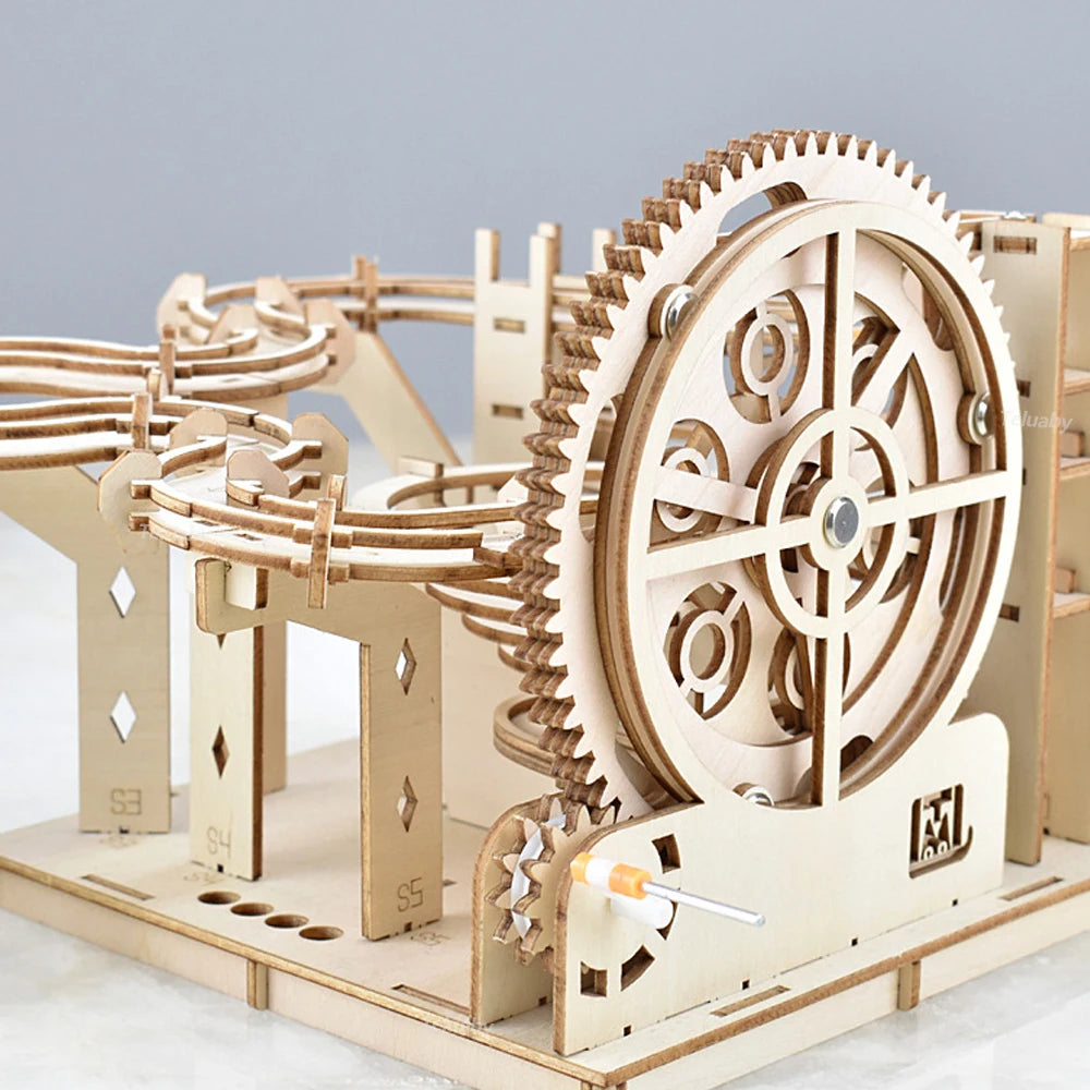 Maquette mécanique 3D en bois à monter soi-même – Kits de construction – Jeu de labyrinthe à billes avec 4 billes – Cadeau pour adultes et enfants