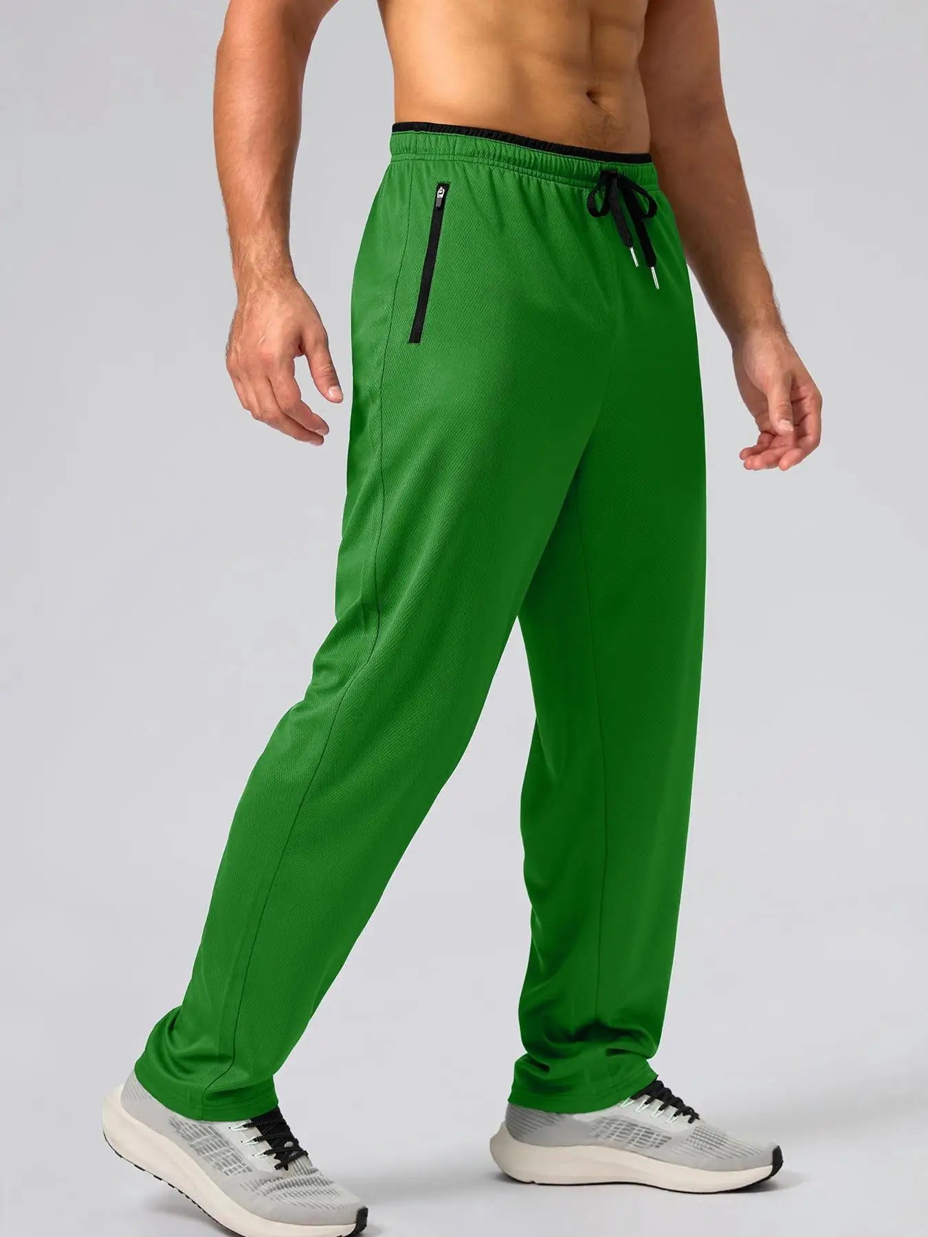 Pantalon de sport léger, respirant et à séchage rapide pour homme, avec taille élastique et poches zippées, idéal pour la gym, les loisirs, la course et la randonnée