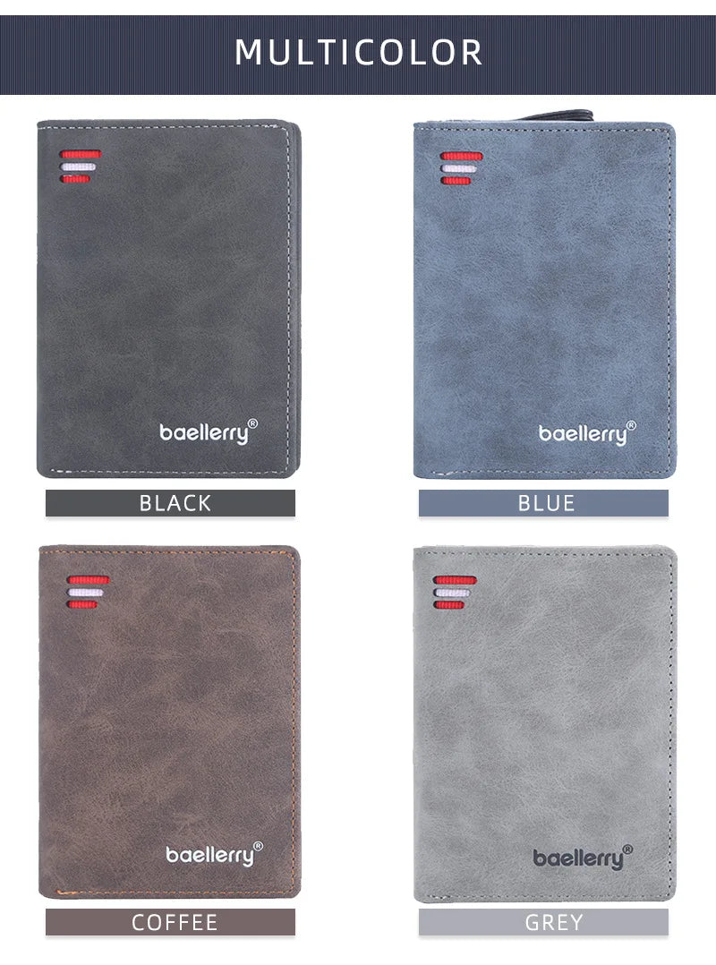 Baellerry Portefeuilles en Cuir pour Hommes Fermeture Éclair Porte-Monnaie Court Hipster Porte-Cartes de Crédit Inserts Portefeuilles Vintage