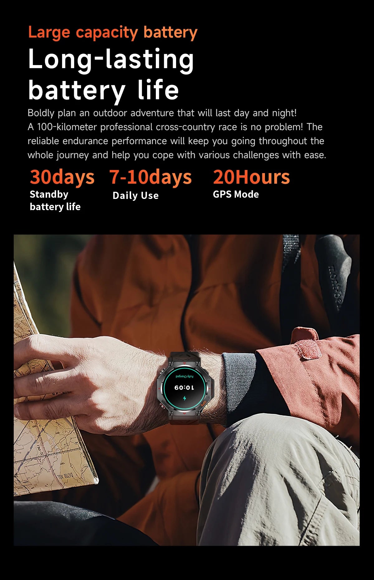 T-Rex 3 Ultra Militärische GPS-Smartwatch 10ATM Wasserdicht Kompass Höhenmesser Barometer AMOLED Herren HD Anruf Sport-Smartwatch