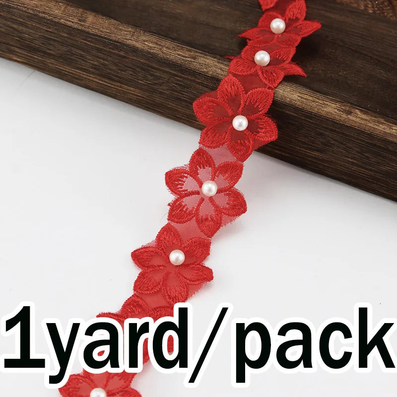(1 Yards/roll) Width 3.4cm Color Nail Bead Eugen Yarn Six Flap Lace Clothing Matching Design Sense Girl Diy