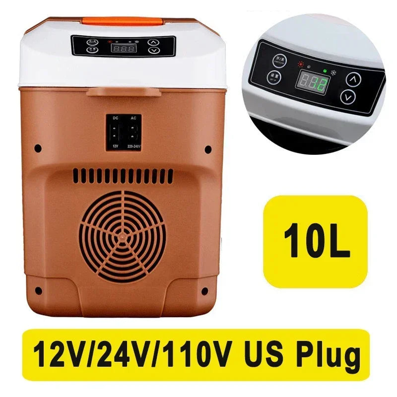 10L Car Home Mini Refrigerator Fridges DC12/24V Drinks Cooler Heater Keep Warm Fresh for Car Home Pinic Camping AC110/220V