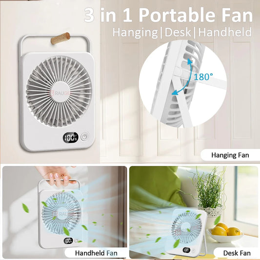 Tragbarer Mini-Ventilator USB-Tischventilator Wiederaufladbarer Tischventilator Für Schreibtisch Wandmontage 5-Gang-Schreibtischventilator Studentenbüro Zuhause Mini-Ventilator