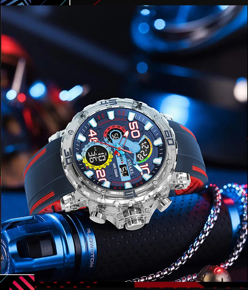 Montres Militaires Hommes Montre 2025 Nouvelle 50M Étanche Chronomètre Alarme Lumière LED Montres Digitales 8136 Montre Sport Homme