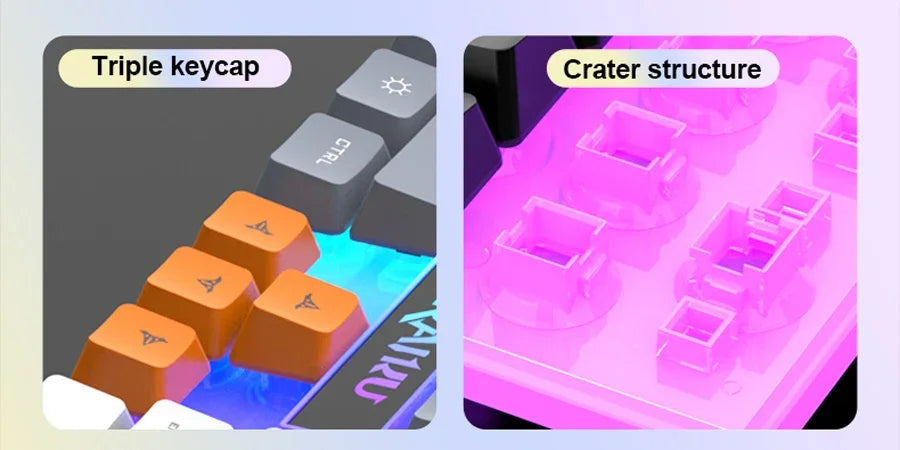 Clavier unique et souris de clavier RAIKU T26 Souris de clavier lumineuse trois tons Clavier de jeu tactile mécanique filaire