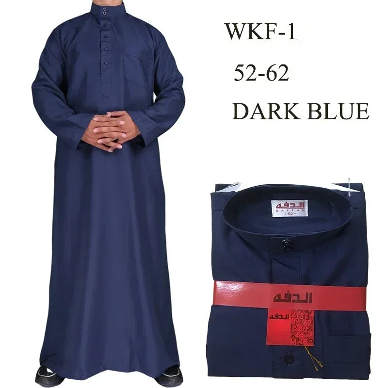 Neu 2025 Naher Osten Muslim Männer Kleid Langarm Jubba Thobe Ramadan Eid Dishdasha Robe Muslimisch Islamische Kaftane Arabische Kleidung
