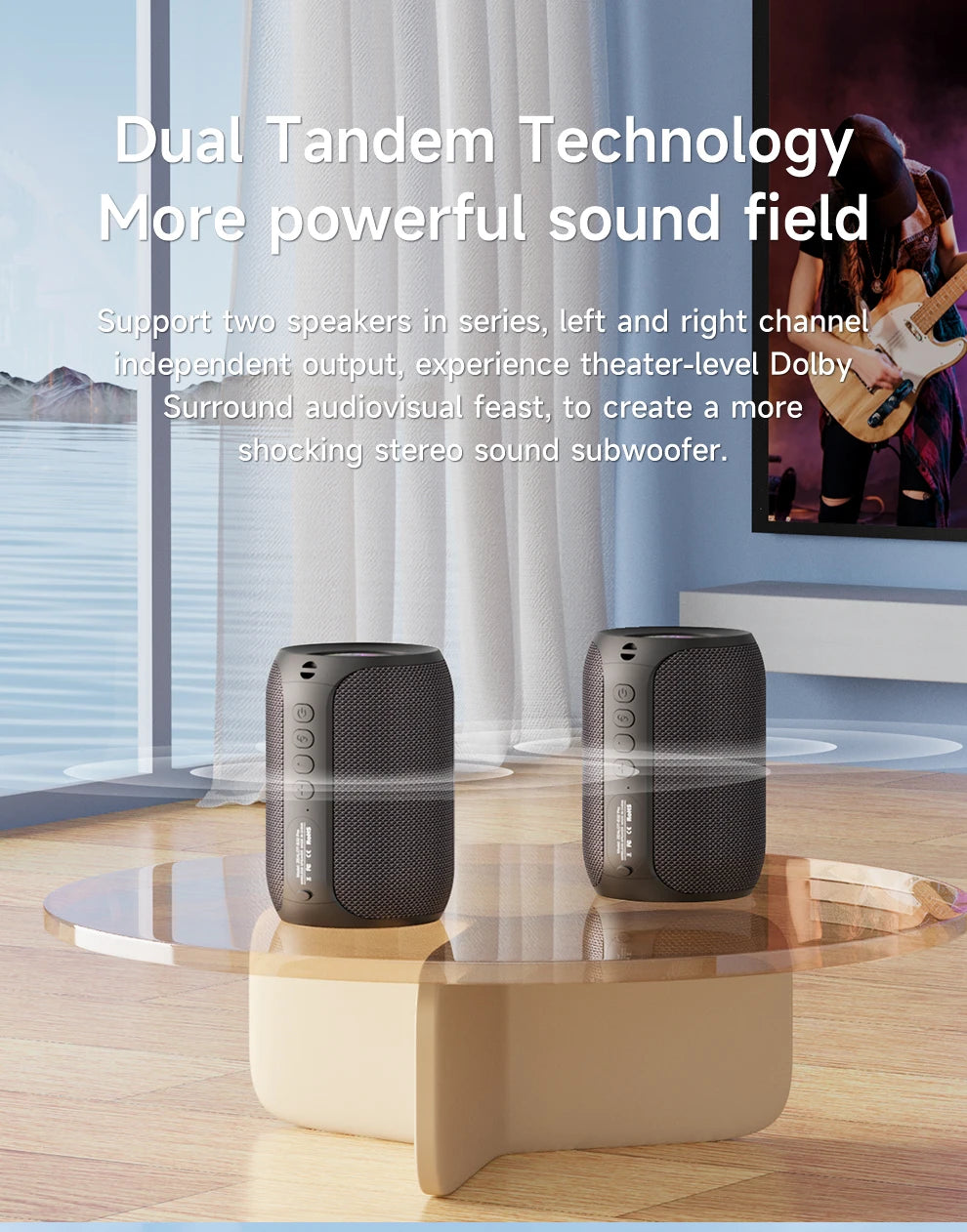 ZEALOT-S32PRO Leistungsstarker Bluetooth-Lautsprecher, kabelloser Bass, LED-Licht, Outdoor-Lautsprecher, Subwoofer, wasserdichte Soundbox-Unterstützung