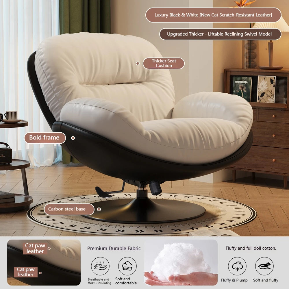 Luxuriöser Wohnzimmer Sessel Weich Liegender Relaxsessel für Zuhause Höhenverstellbar Moderner Schlafzimmer Drehstuhl Sofasessel Möbel