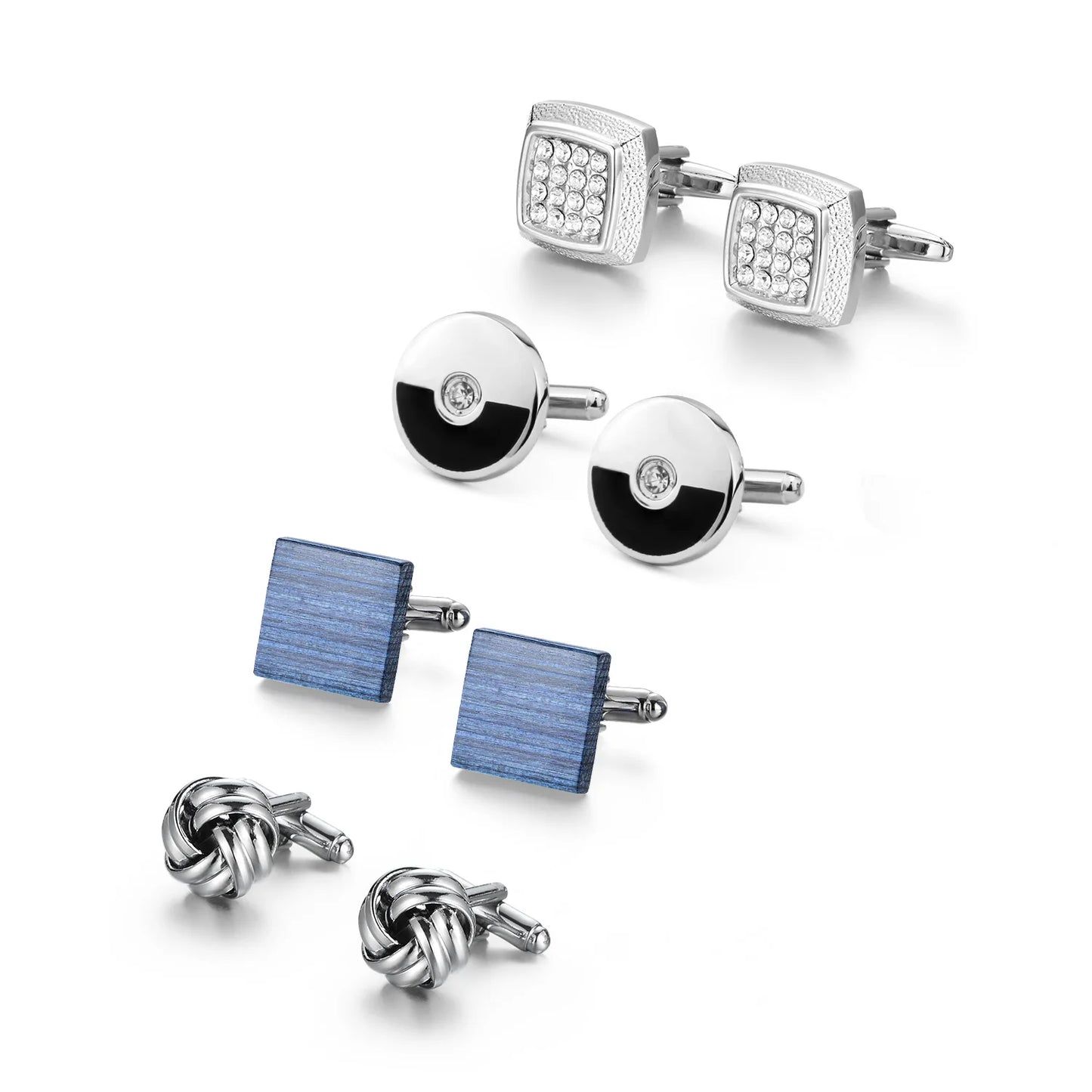 4 paires de boutons de manchette pour hommes avec boîte cadeau, boutons de manchette pour chemises d'homme, cadeaux pour invités de mariage, cadeau pour mari, pince à cravate d'affaires T0204022