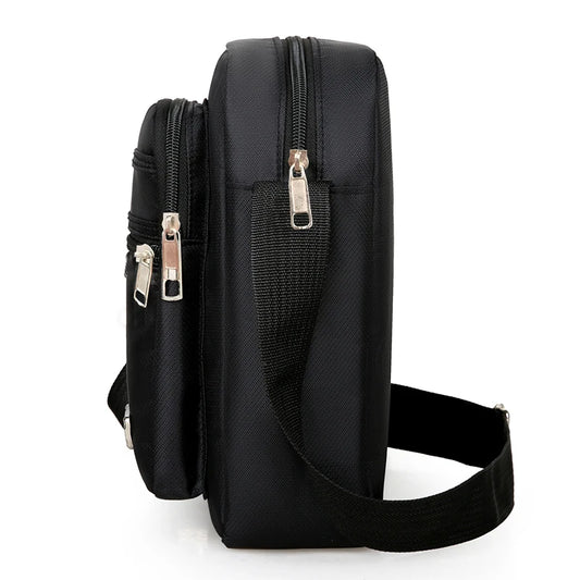 Modische Herren-Umhängetasche aus schwarzem Nylon mit mehreren Reißverschlusstaschen für den täglichen Weg zur Arbeit, Reisen, langlebig, leicht, vielseitige Tasche