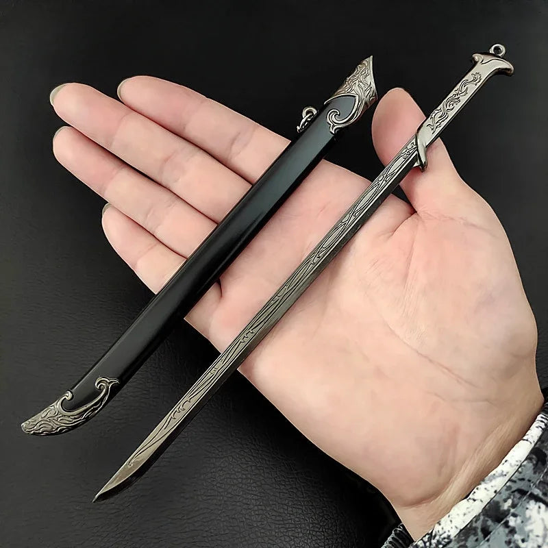 Épée de samouraï Katana en métal de 18-22 cm, arme médiévale Glamdring Aragorn Narthil, seigneur des anneaux, porte-clés, ornements, cadeaux, jouet