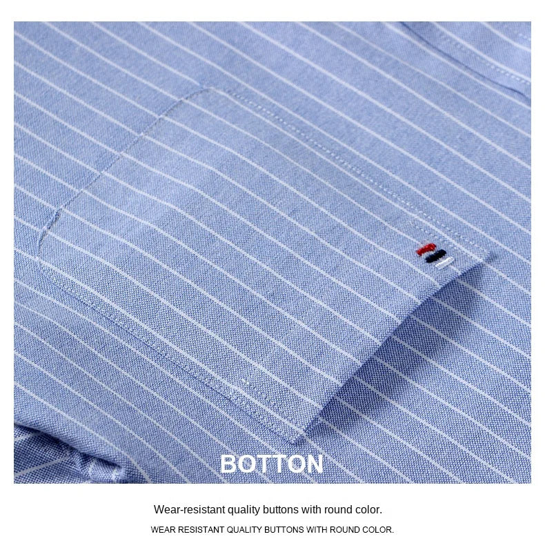 100-220 catties Plus Size Men's Shirt 100% Cotton Long Sleeve Business Casual All Oxford Spinning Plus Size Plaid Shirt