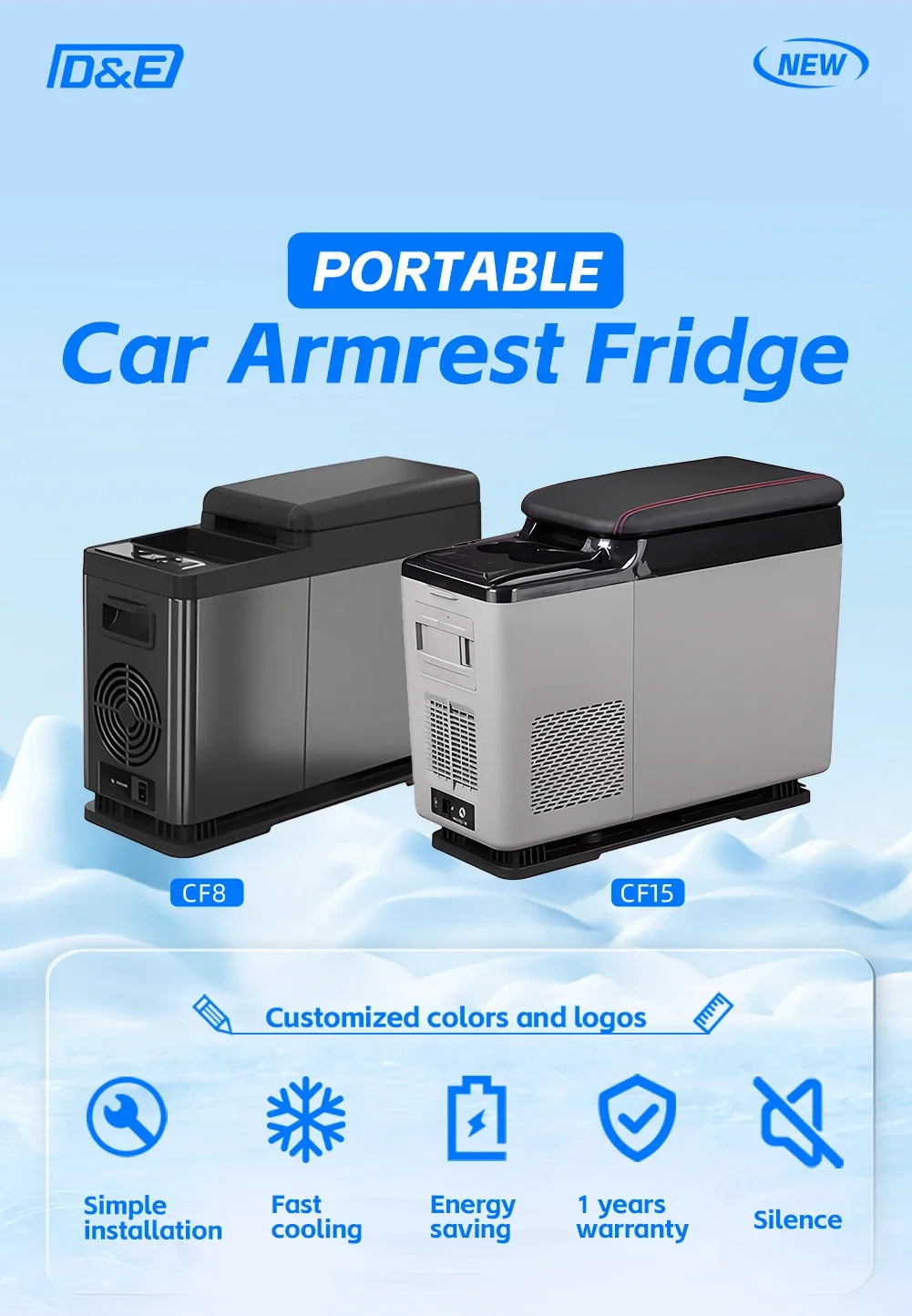 Portable CF15 Mini Refrigerator 15L DC12V/24V Refrigerated Drinks Refrigerator For Car Truck Camping