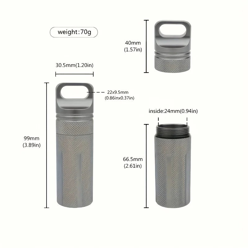 Pilulier Portable en Alliage d'Aluminium Étanche Boîte de Rangement Scellée Contenant de Voyage pour Petites Pilules Étui à Médicaments de Poche