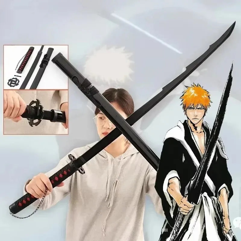 104cm Anime Bleach Katana Kuchiki Rukia Sword Cosplay Prop Wooden Ninja Knife Real Size Japanese Katana Samurai Sabre Kid Toy
