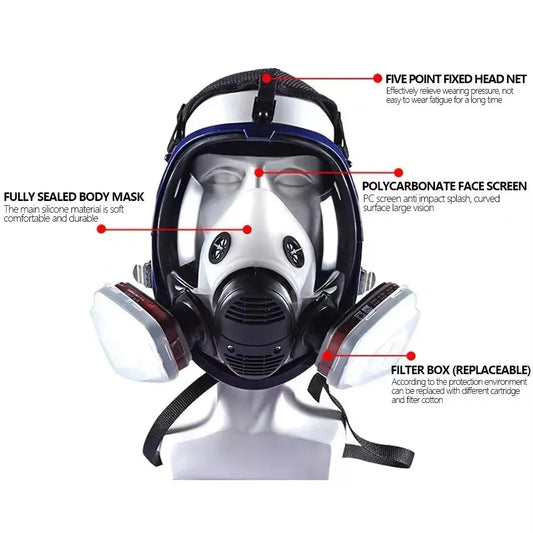 DH Quality Chemical Gas Mask Spherical 6800 Dust Mask Paint Insecticide Sprayer Full Face Mask Filter For Laboratory Welding