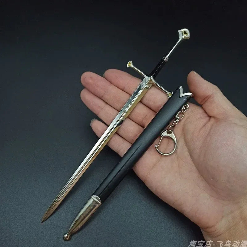Épée de samouraï Katana en métal de 18-22 cm, arme médiévale Glamdring Aragorn Narthil, seigneur des anneaux, porte-clés, ornements, cadeaux, jouet