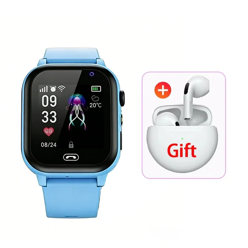 Montre intelligente pour enfants 5G GPS Localisation Appel vidéo Carte SIM SOS Caméra enfant Étanche Mise à niveau 2025 Pour garçons filles Ajouter des écouteurs