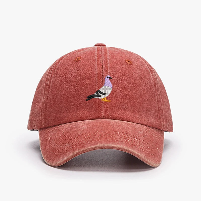 Casquettes de baseball vintage brodées motif Pigeon Printemps Hommes Femmes Chapeau de soleil délavé Pare-soleil Sport Pêche Chapeau de papa