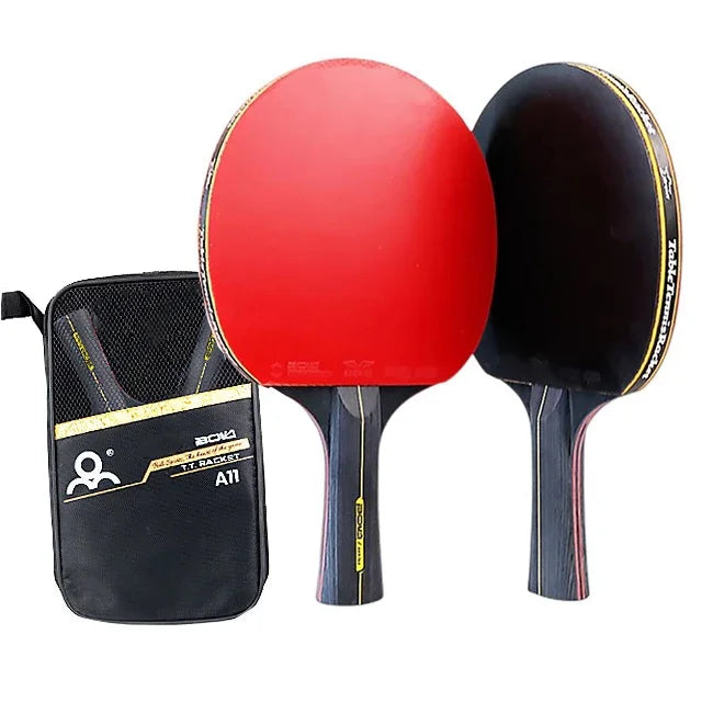 5/6 Sterne Tischtennisschläger 2 Stück Professionelles Tischtennis-Schlägerset Noppen-innen Belag Hochwertiges Holzschläger mit Tasche