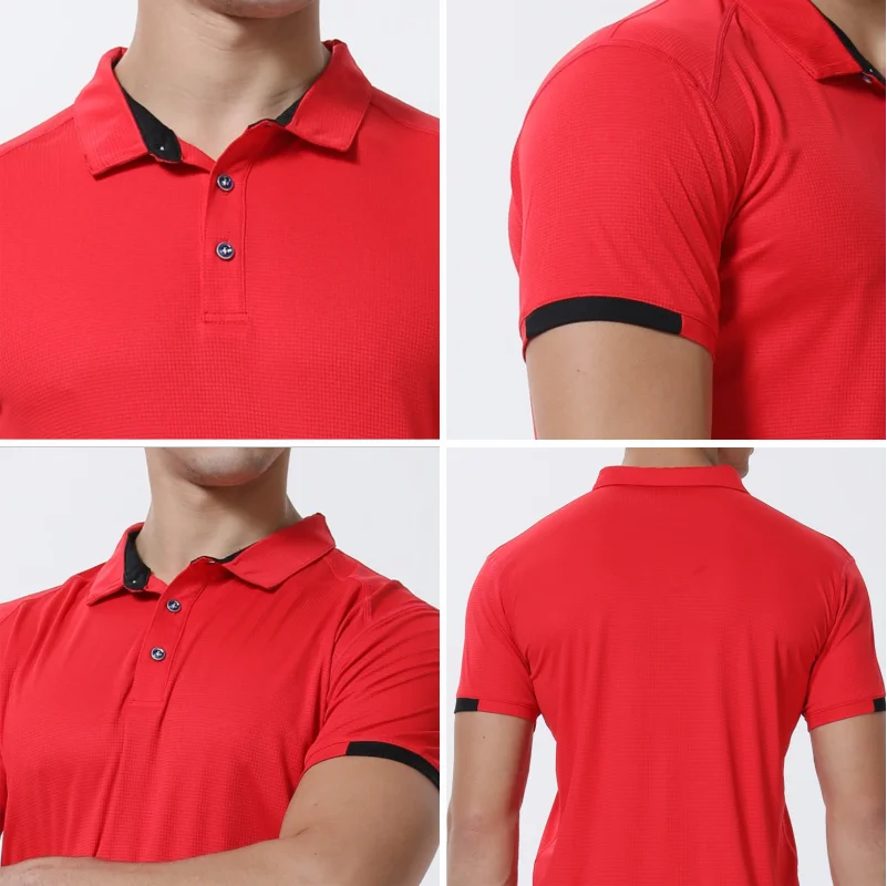 Schnell trocknendes Kurzarm-POLOSHIRT Für Outdoor-Sport und Fitness Atmungsaktives und kühles Mesh-Revers-Oberteil
