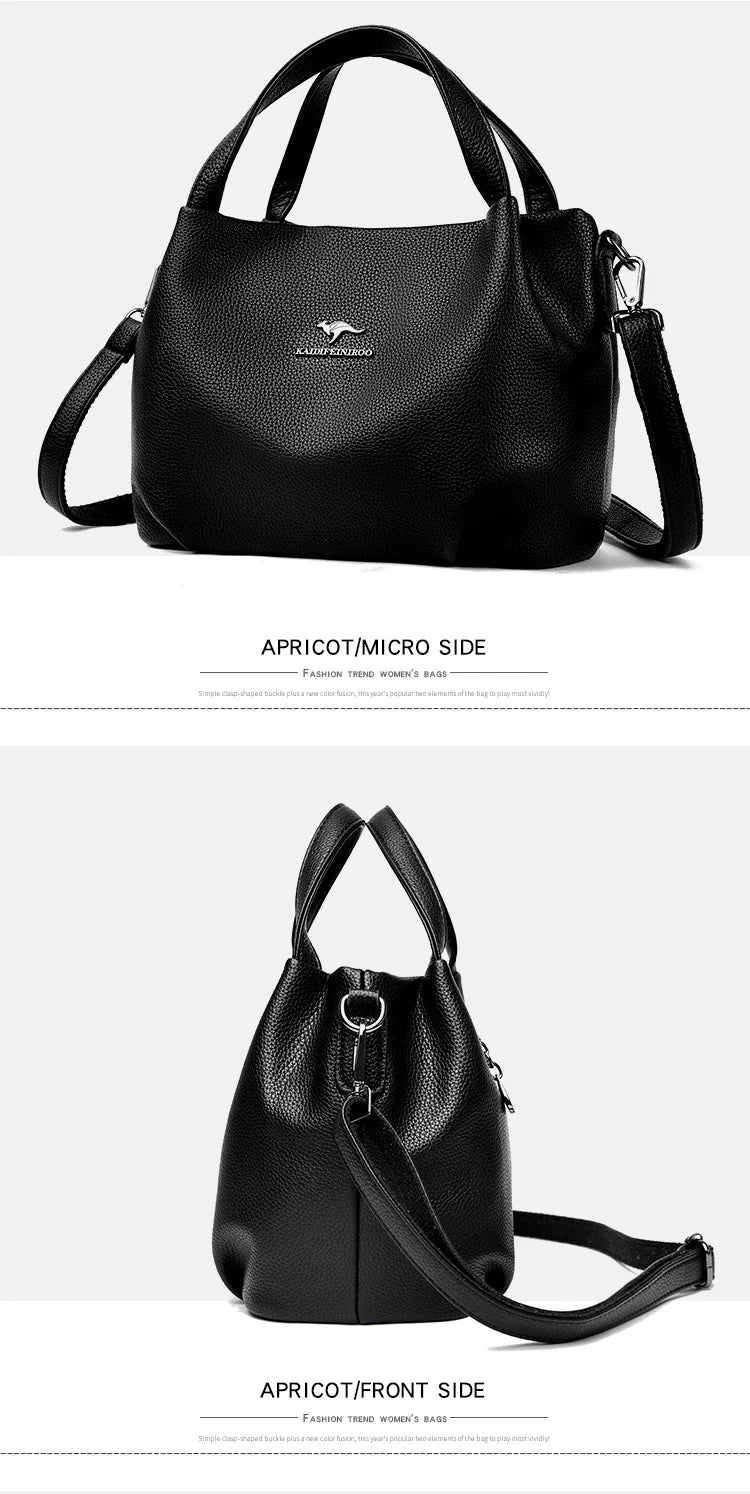 Damen Handtaschen aus weichem Leder Luxus Designer Handtasche Einfarbig Damen Schulter Umhängetasche und Geldbörse Pendler-Tasche