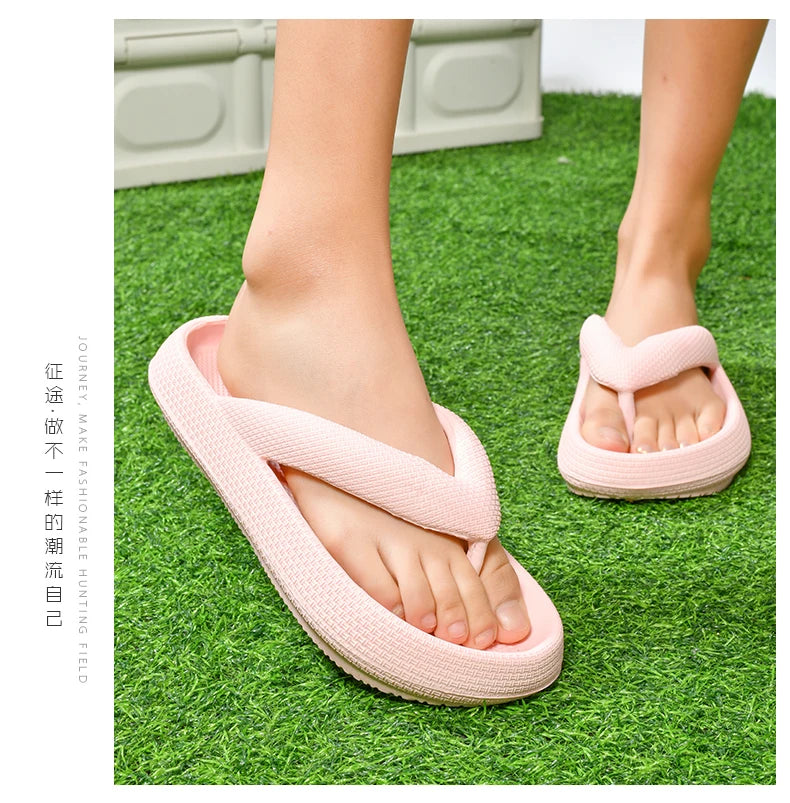 Ladies Lightweight Solid Color Sandals - Casual Indoor/Outdoor Couples Flip Flops, Comfortable Slip-On Beach Footwear