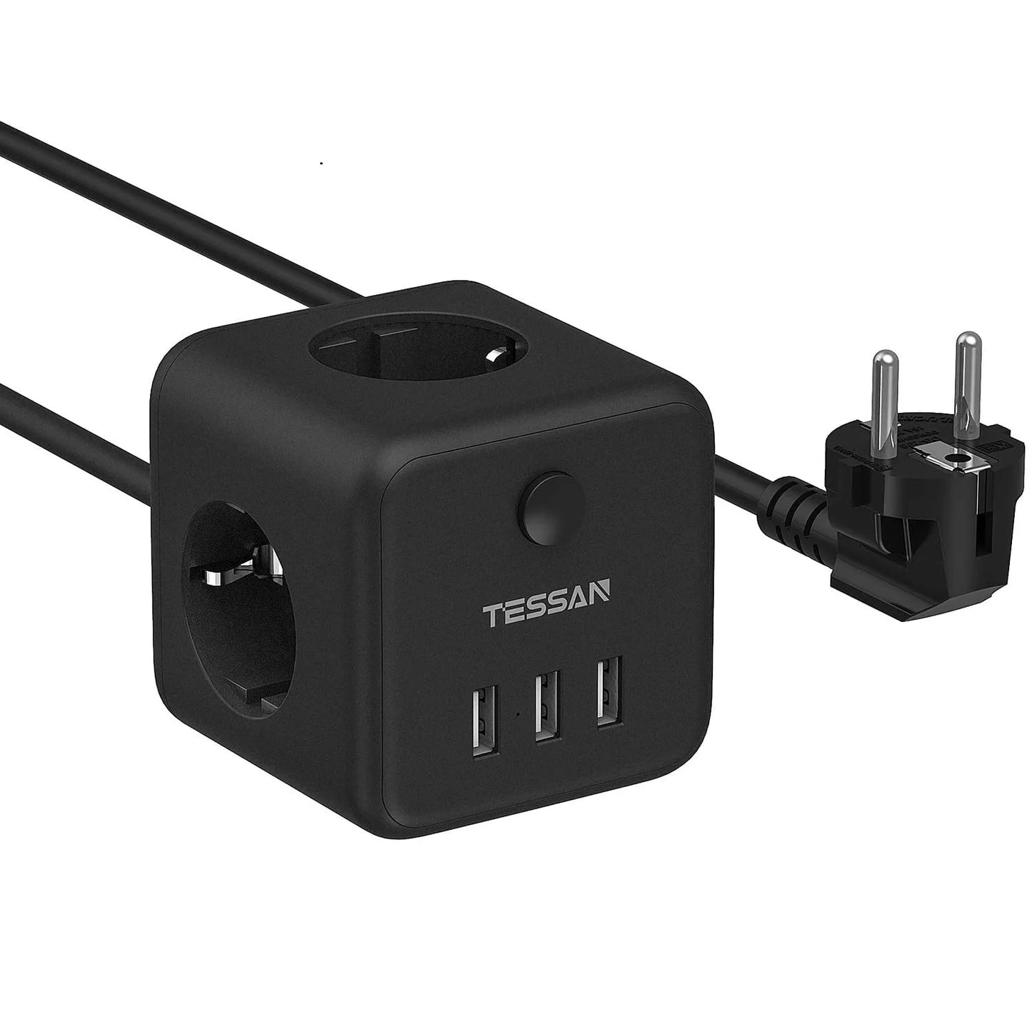 TESSAN Cube Table Power Strip Extender with 3 Outlets 3 USB Ports 1.5M Extension Cord EU KR Plug Tee Socket Adapter with Switch