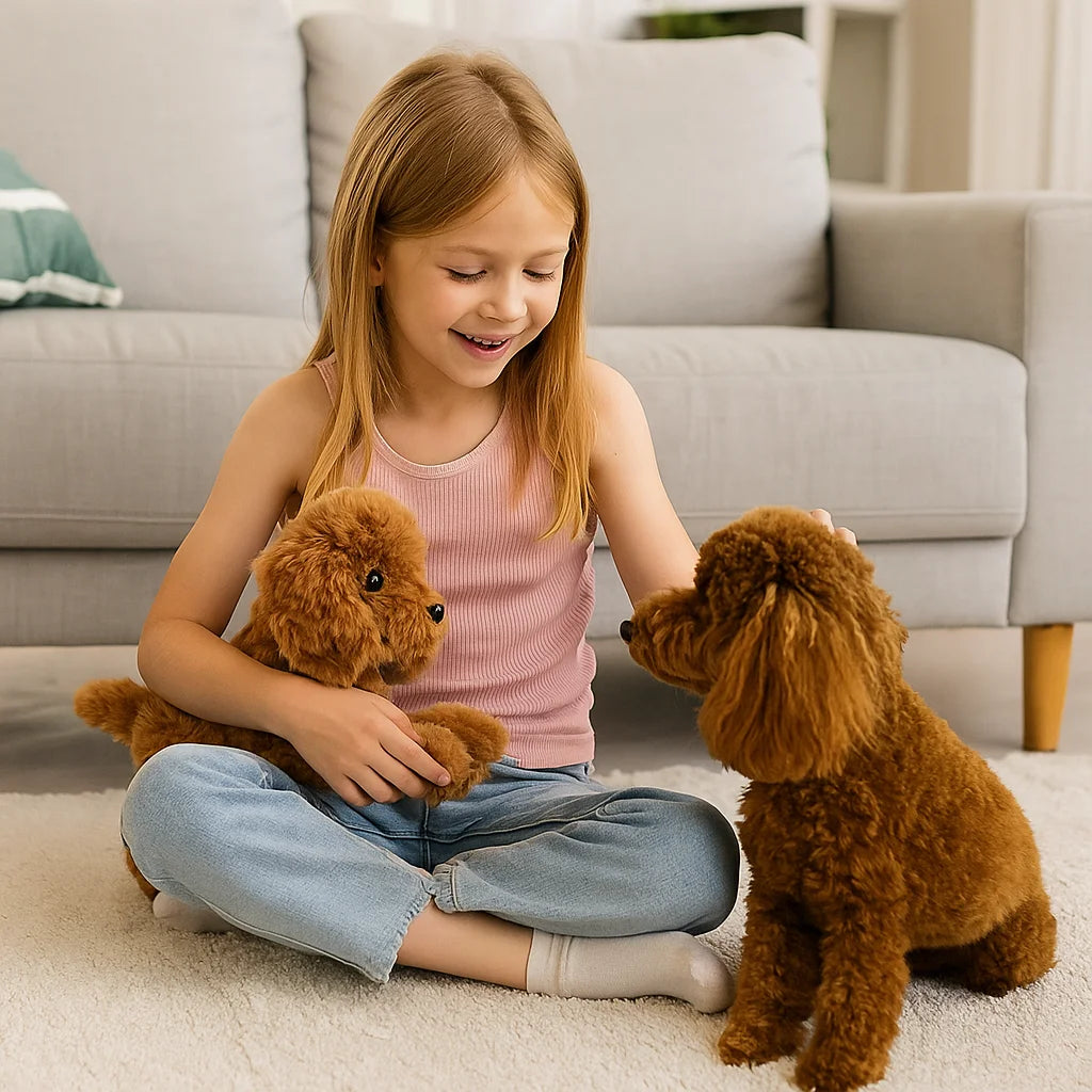 Lifelike Teddy Bear Plush Toy Dog 15.7-inch Super Large Simulation Dog Doll Soft Hug Soothing Doll Holiday Gift Home Decor