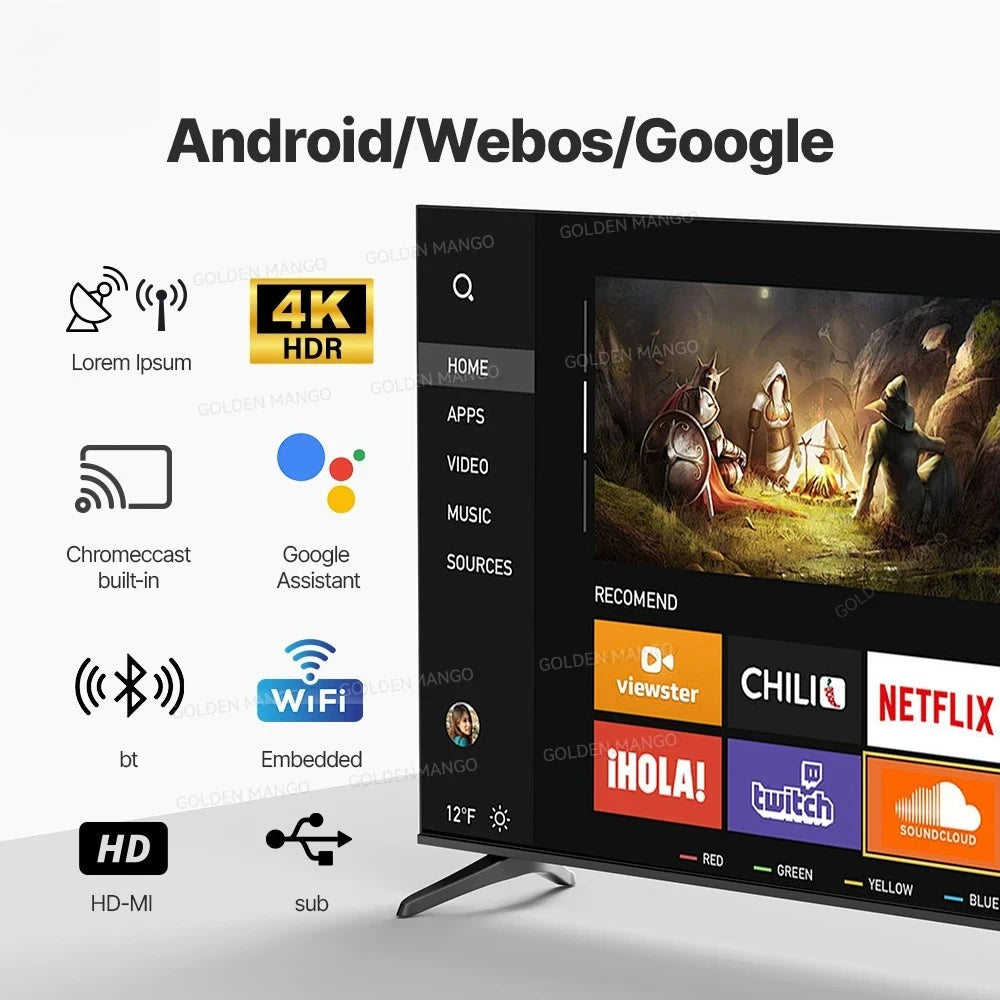 OEM 43/55/65/70 Zoll Android Smart TV - 4K UHD FHD Google TV für Hotelgewerbe, WiFi & HDMI