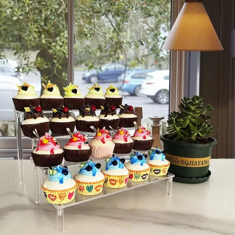 1 Stück mehrschichtiger Acryl-Präsentationsständer Tortenständer hochtransparentes trapezförmiges Ablageregal perfekt für Dessert-Cupcakes