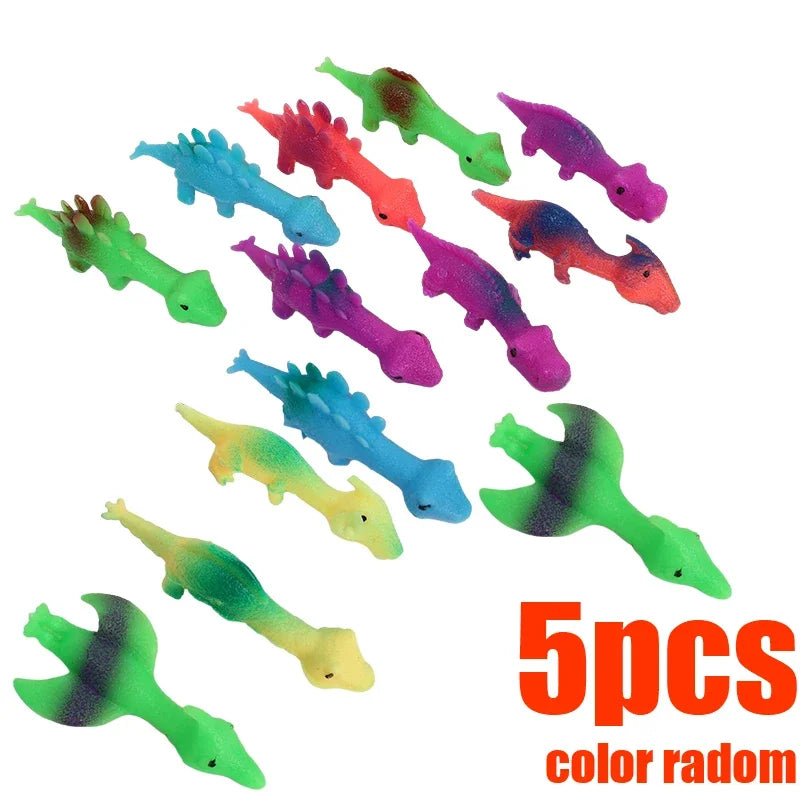 Lot de 10 Lance-Dinosaures Créatifs à Catapulte, Jouets Muraux Adhésifs pour Adultes et Enfants, Jouet Anti-Stress Lance-Dinosaures