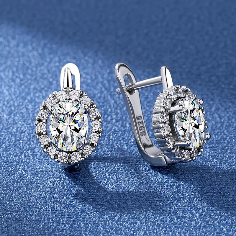 Ohrringe aus 925er Sterlingsilber, Schmuck, hochwertige Retro-Ohrringe mit einfachem Muster, lila-weiße Zirkon-Ohrringe, Bestseller