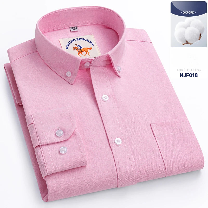 Chemises Oxford à manches longues en 100 % coton pour homme, grandes tailles 8XL, coupe ajustée, unies ou rayées, pour le bureau, couleur blanche, tenues professionnelles