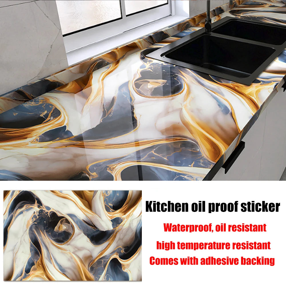 40cm New Kitchen Oil-proof Wall Stickers Self-adhesive Stain-resistant High Temperature Kitchen Countertop Protective Wallpaper