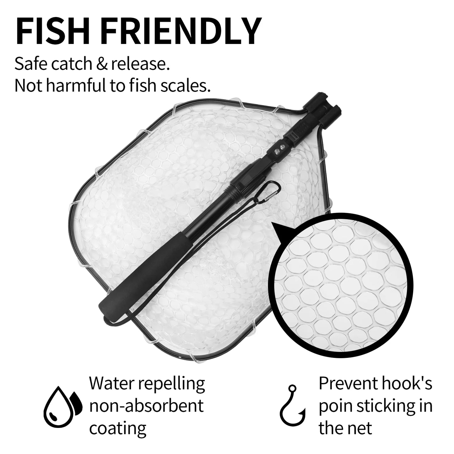 Angelwerkzeug-Set, Angelnetz mit Zange, Hakenlöser, Fischgreifer für Kajak, langlebig, zusammenklappbar, Angelzubehör, Männergeschenke