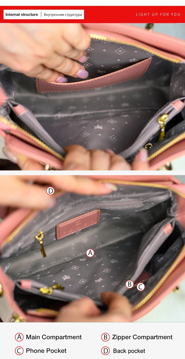 FOXER Spaltleder Damen Umhängetasche Elegante Handtasche 2026 Neue Große Damen Tragetasche Luxuriöse Designer Umhängetasche